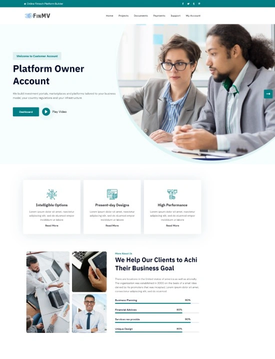 FinMV Financial Platform Builder Enterprise management platform