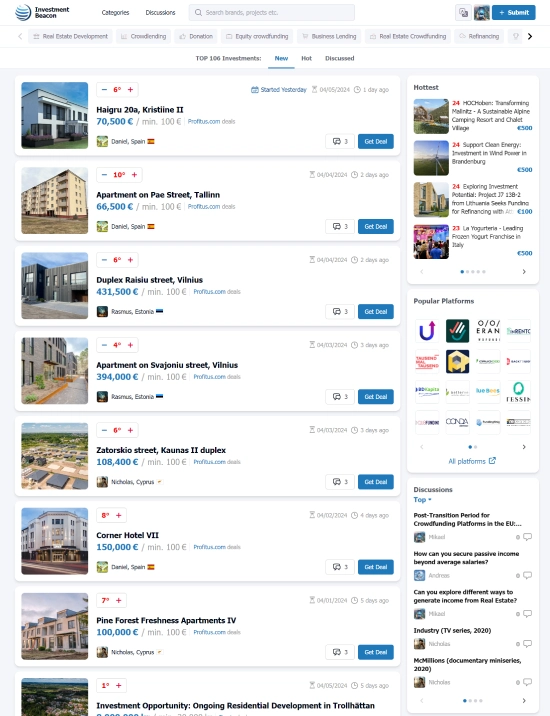 Investment Beacon Aggregator of Investment Offers